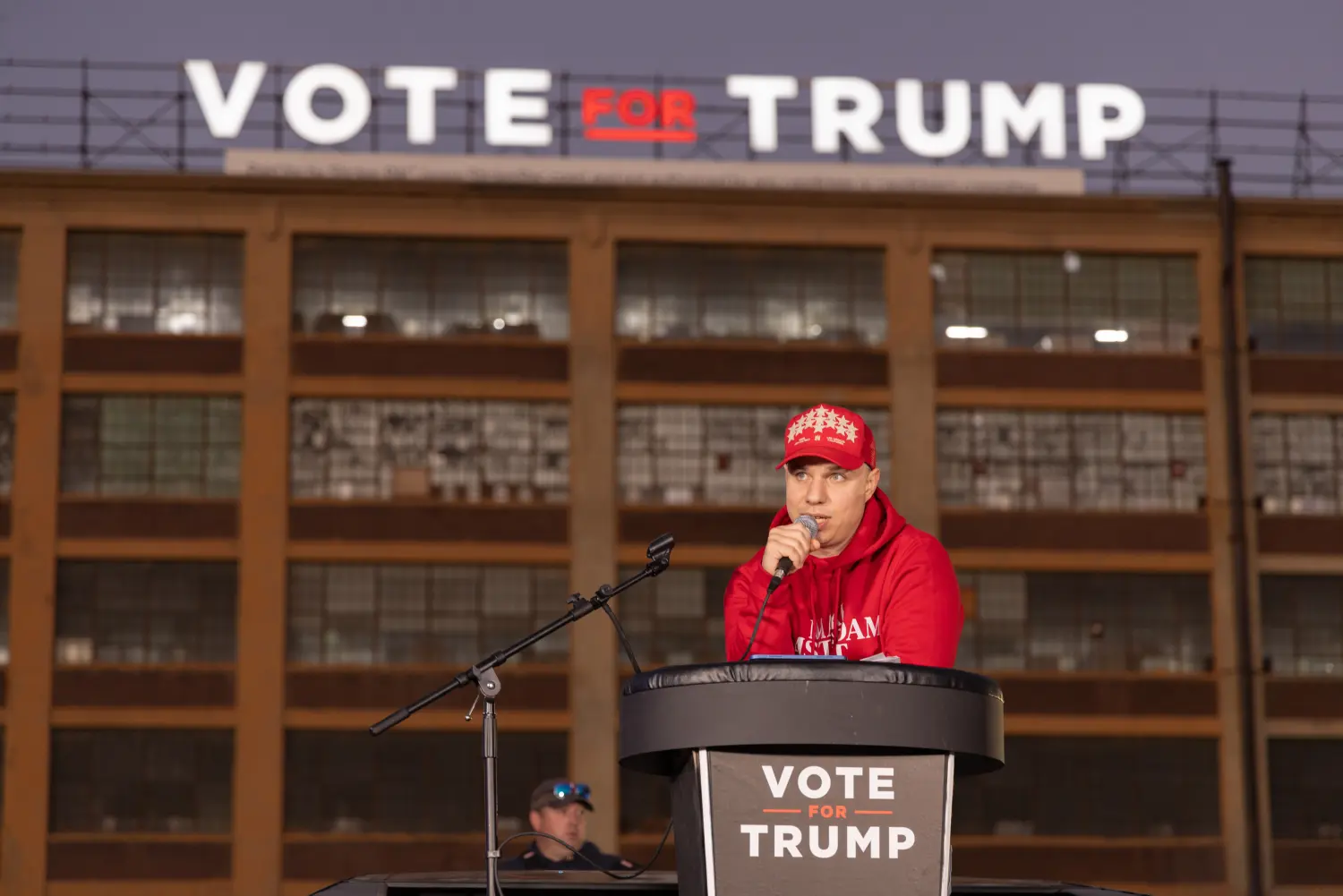 Constantino speaking at Vote for Trump Sign